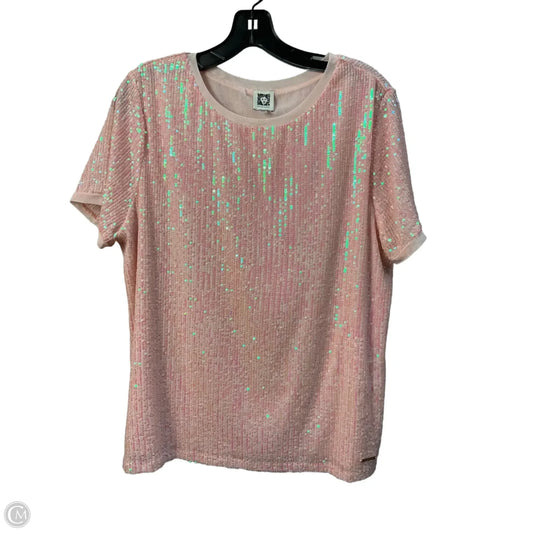 Top Short Sleeve By Anne Klein In Pink, Size: L