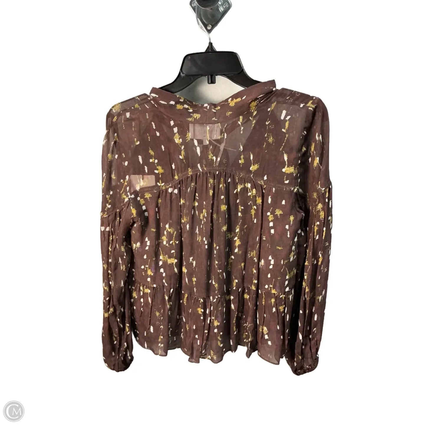 Top Long Sleeve By Bloomingdales In Brown, Size: M