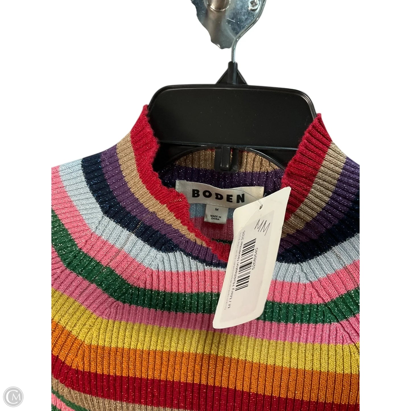 Top Long Sleeve By Boden In Striped Pattern, Size: M