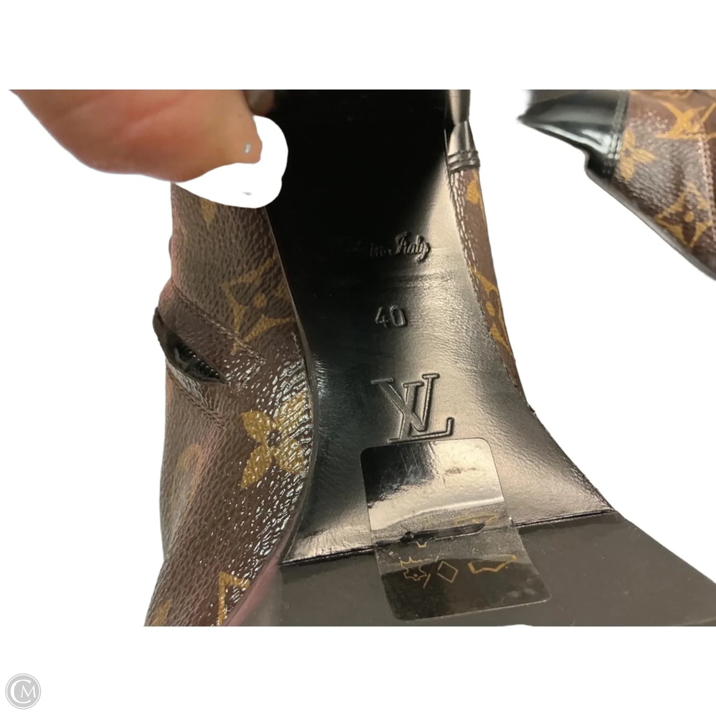 Boots Luxury Designer By Louis Vuitton In Black & Brown, Size: 9