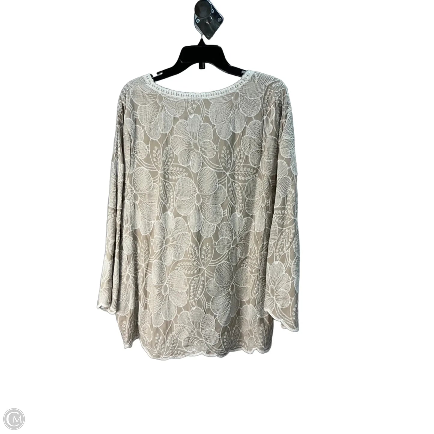 Top Long Sleeve By Solitaire In Cream, Size: 22