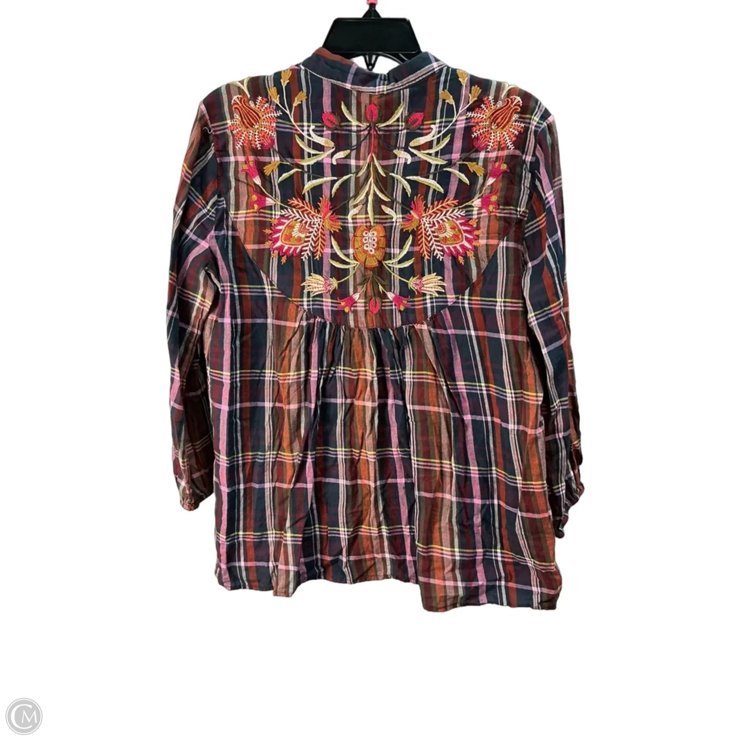 Top Long Sleeve Designer By Johnny Was In Plaid Pattern, Size: L