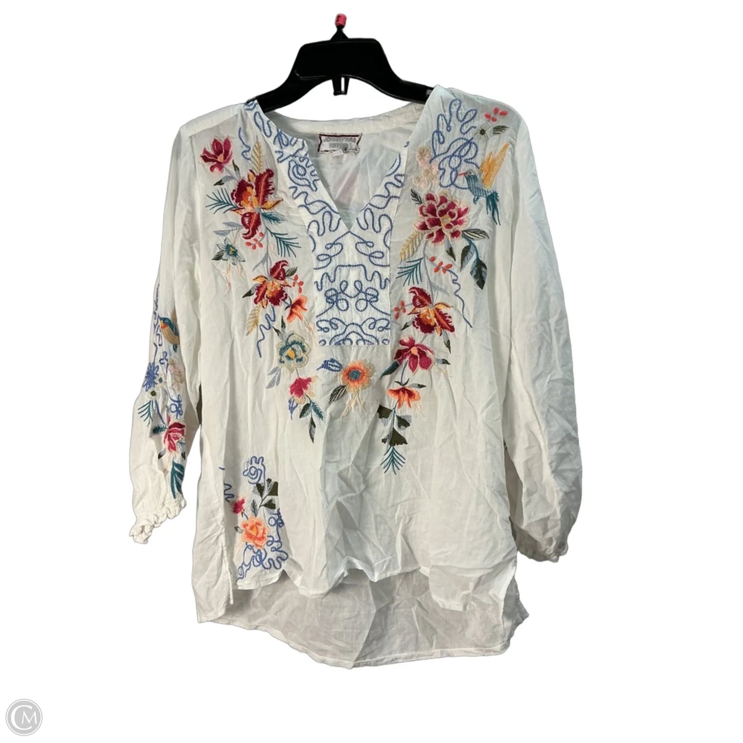 Top Long Sleeve Designer By Johnny Was In White, Size: S