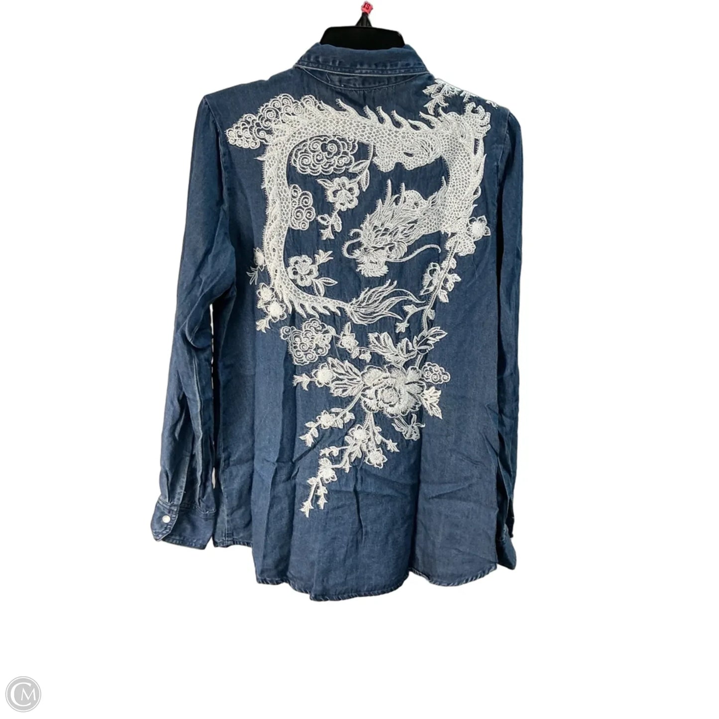 Top Long Sleeve Designer By Johnny Was In Blue Denim, Size: Xs