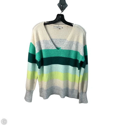 Sweater By Loft In Cream & Grey, Size: M