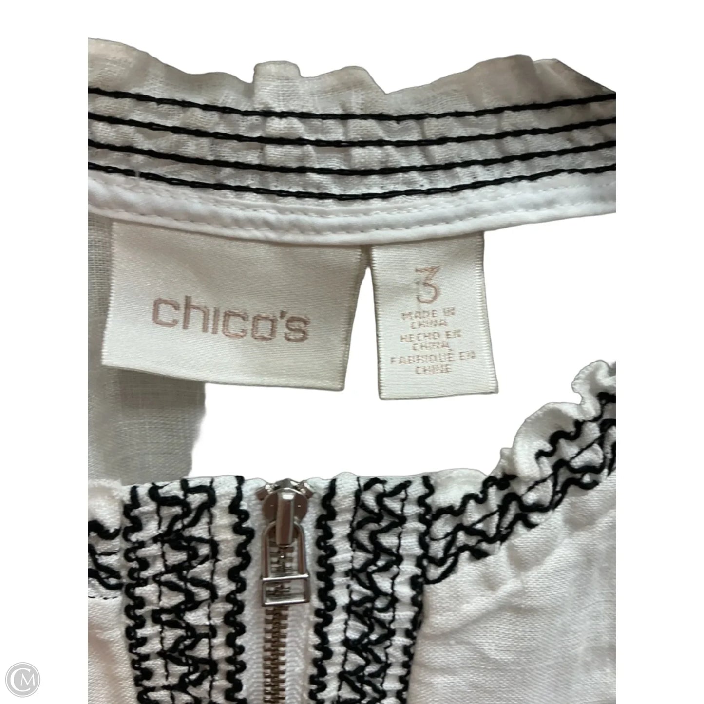 Top Long Sleeve Basic By Chicos In White, Size: Mp