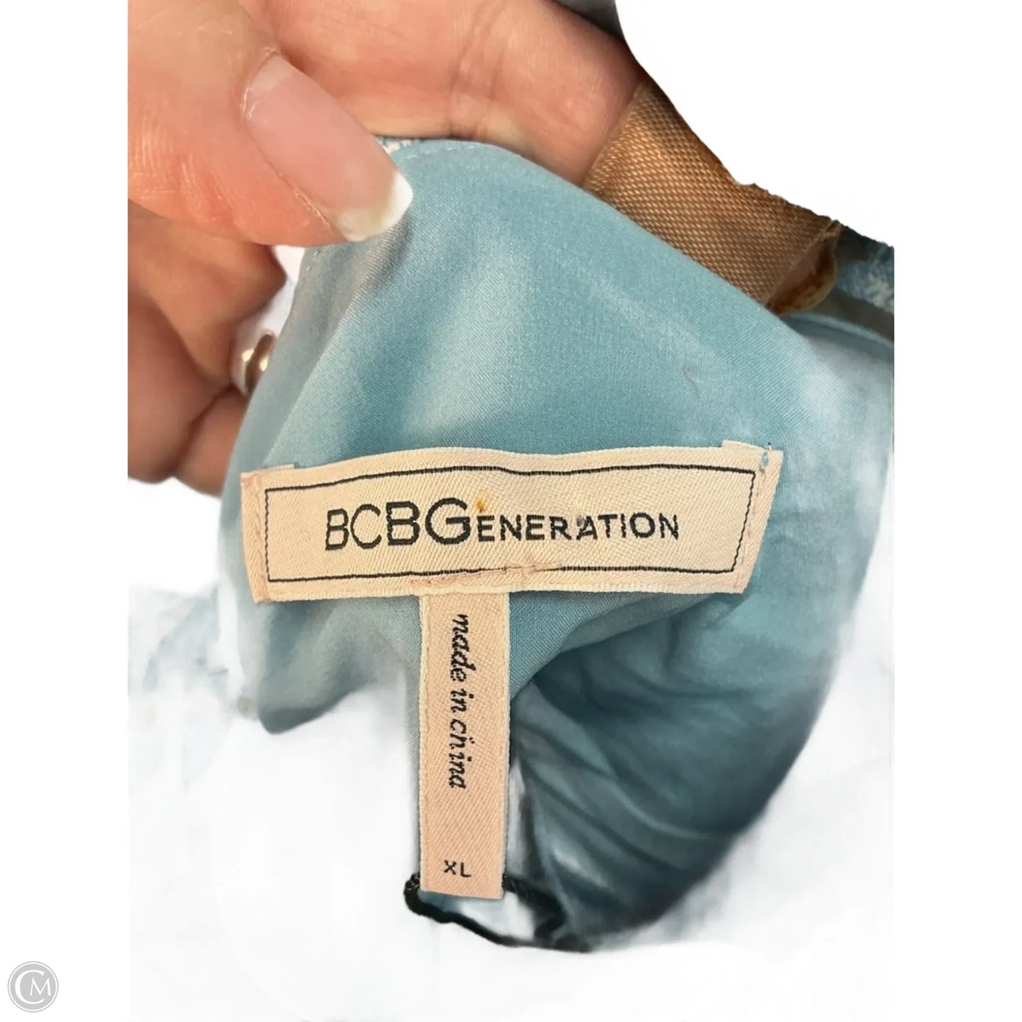 Top Sleeveless By Bcbgeneration In Blue & Cream, Size: Xl