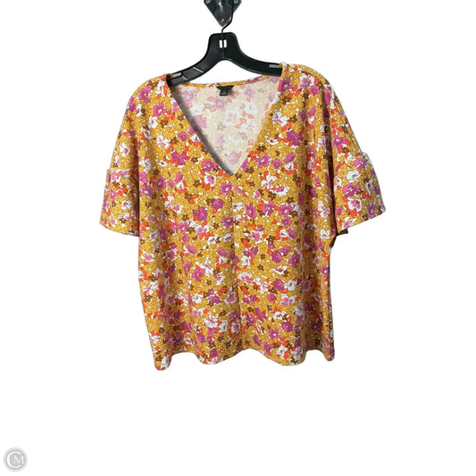Top Short Sleeve By Ann Taylor In Floral Print, Size: Xl