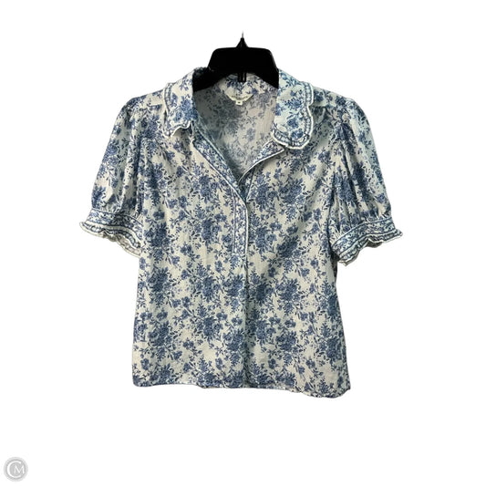Top Short Sleeve By Max Studio In Blue & Cream, Size: M