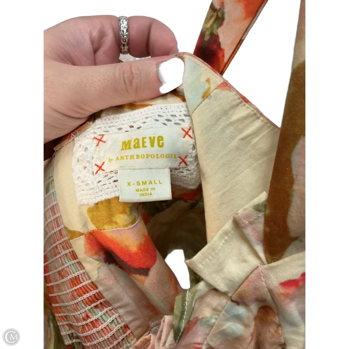 Top Sleeveless By Maeve In Cream & Orange, Size: Xs