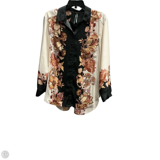 Top Long Sleeve By Anthropologie In Black & Cream, Size: M
