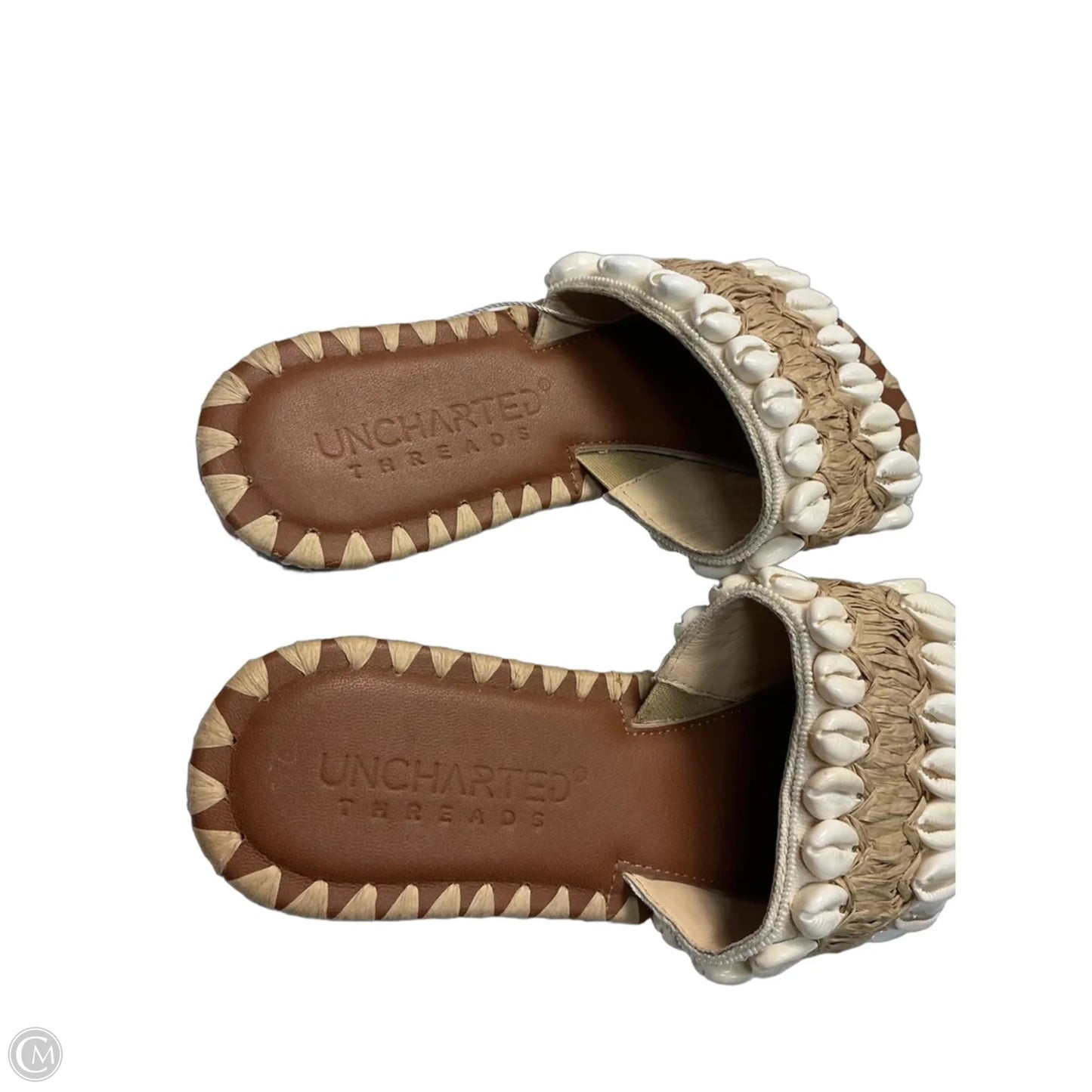 Sandals Flats By Clothes Mentor In Cream & White, Size: 6