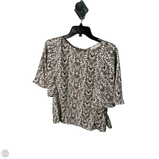 Top Short Sleeve By Loft In Brown & Cream, Size: S