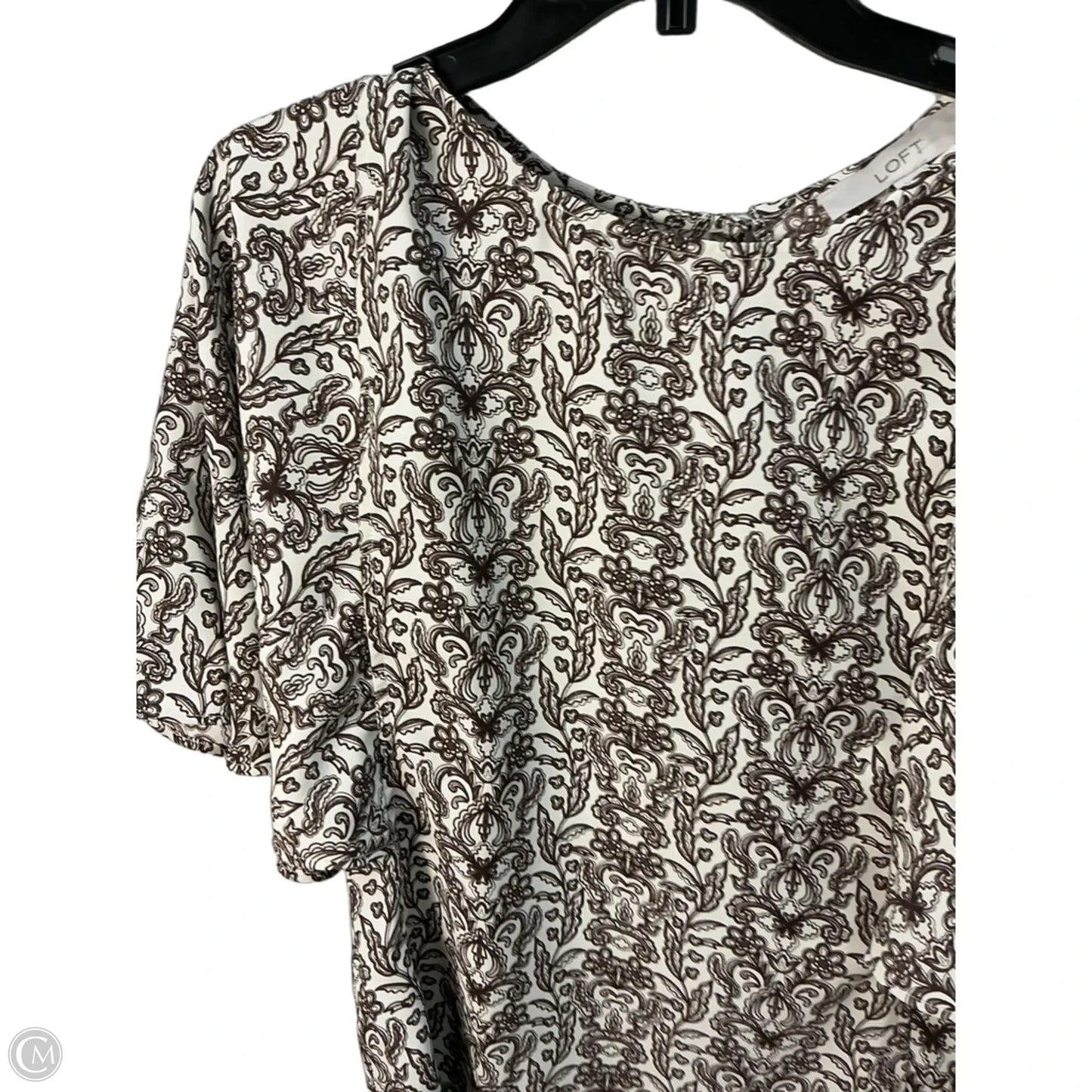 Top Short Sleeve By Loft In Brown & Cream, Size: S