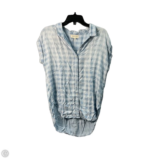 Top Short Sleeve By Cloth & Stone In Blue & White, Size: L