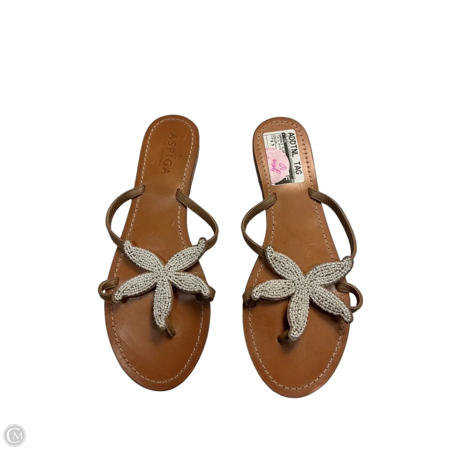 Sandals Flip Flops By Cmc In Tan & White, Size: 8.5