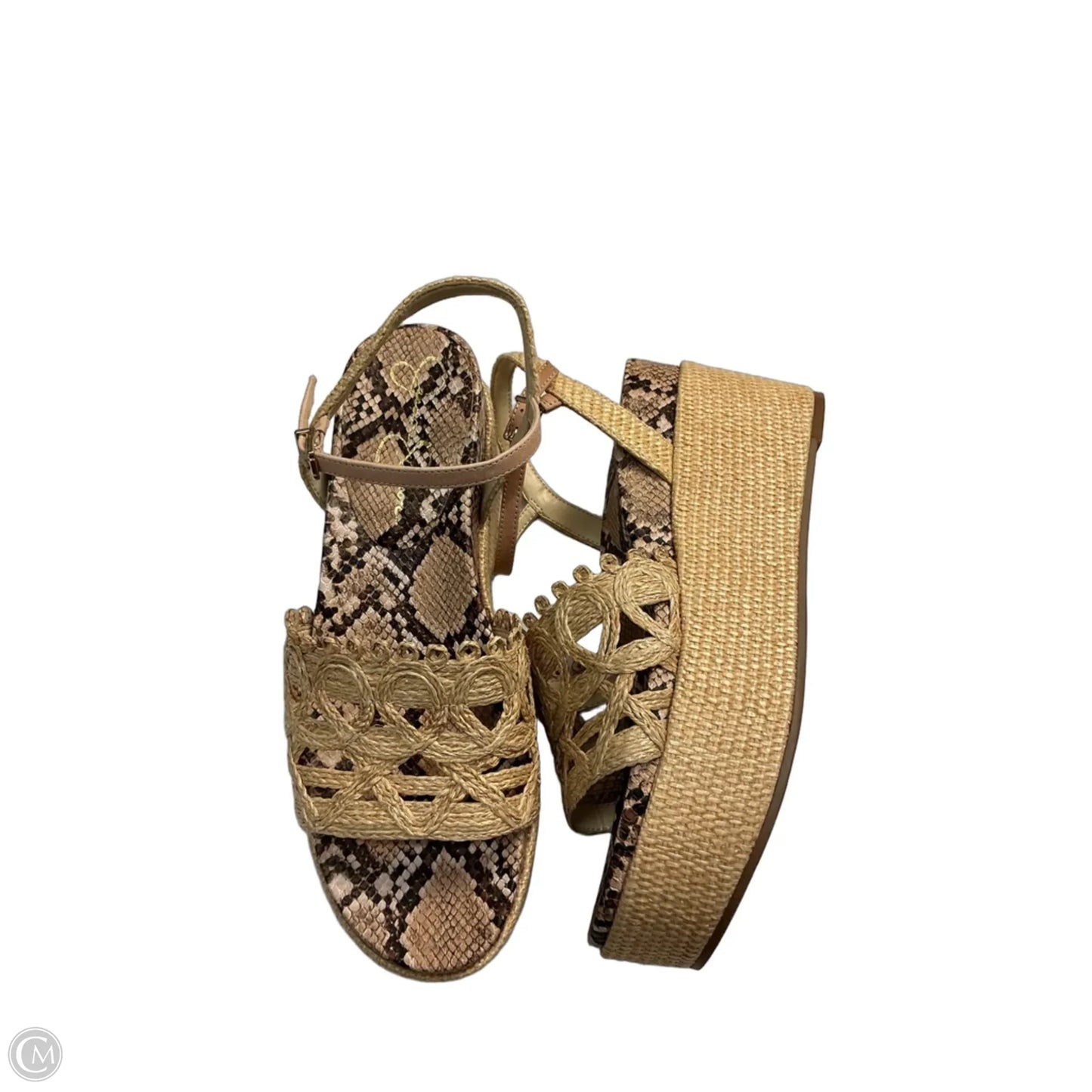 Sandals Heels Platform By Jessica Simpson In Brown & Tan, Size: 10