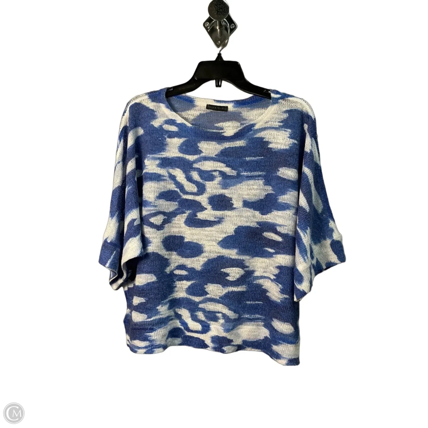 Top Short Sleeve By Nally And Millie In Blue & White, Size: L