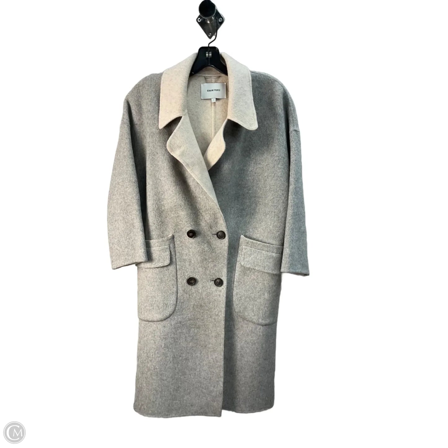 Coat Trench Coat By Cma In Grey & Tan, Size: S