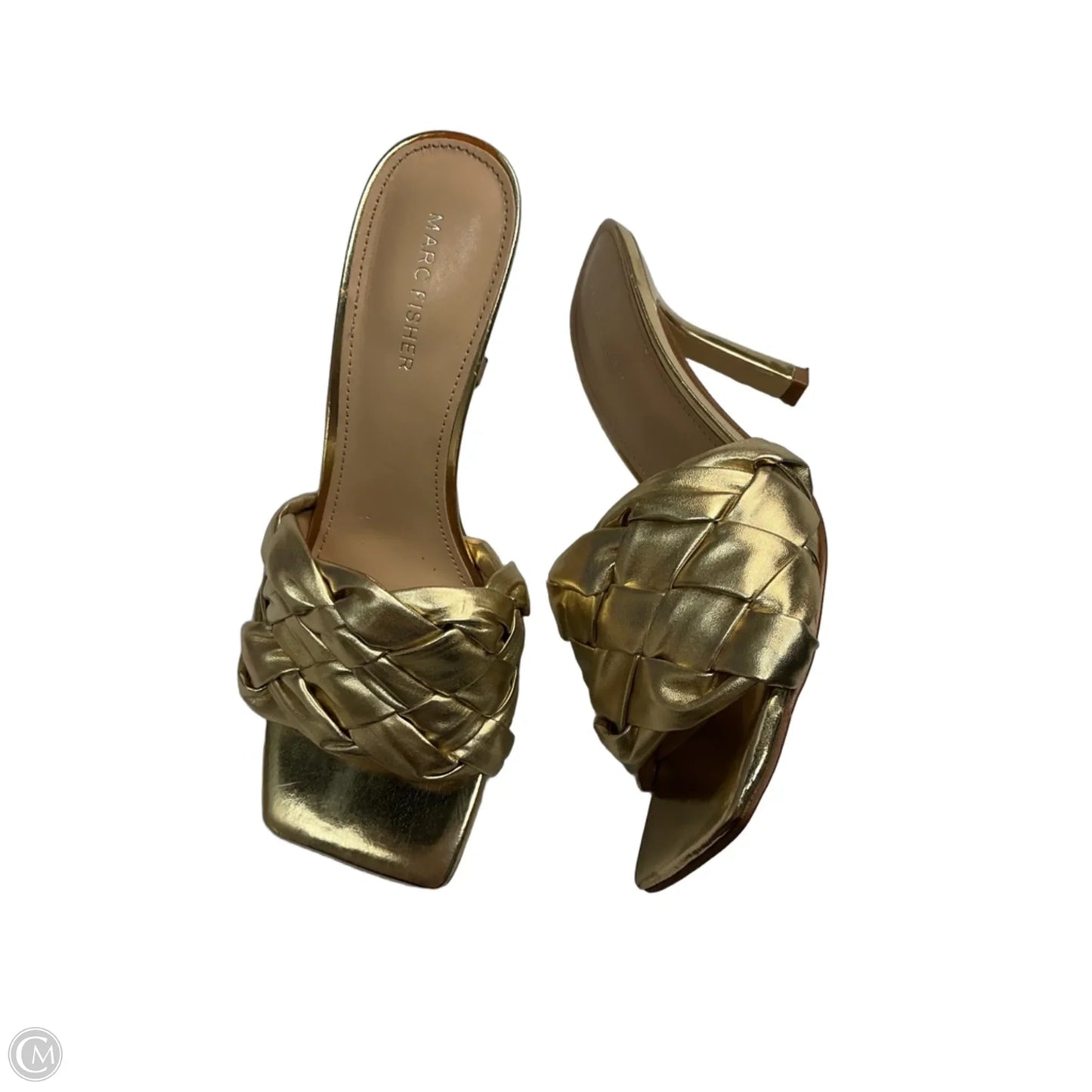 Sandals Heels Kitten By Marc Fisher In Gold, Size: 8.5