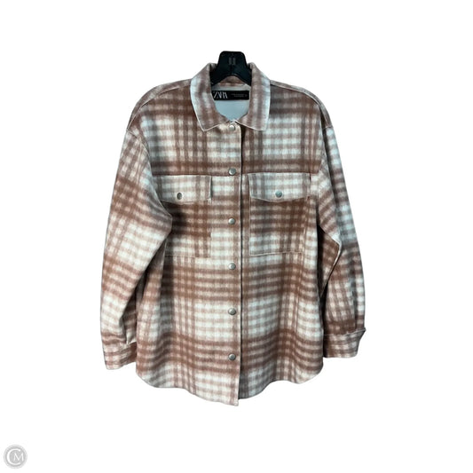 Jacket Shirt By Zara In Plaid Pattern, Size: Xs