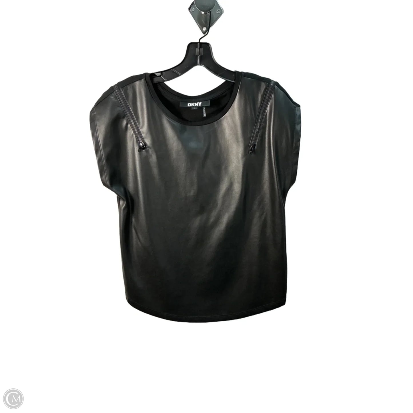 Top Short Sleeve By Dkny In Black, Size: M