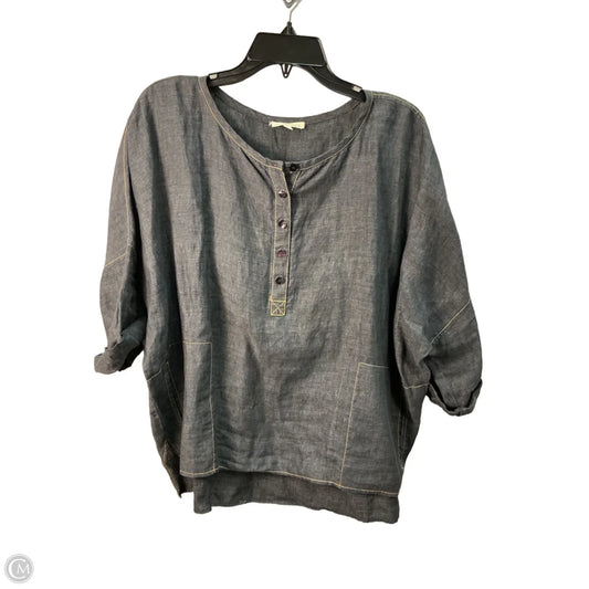 Top Short Sleeve By Eileen Fisher In Blue Denim, Size: S
