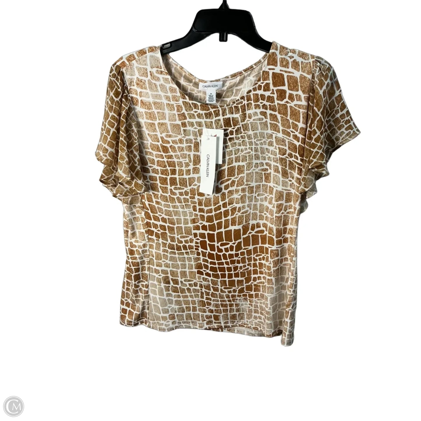 Top Short Sleeve By Calvin Klein In Brown, Size: M