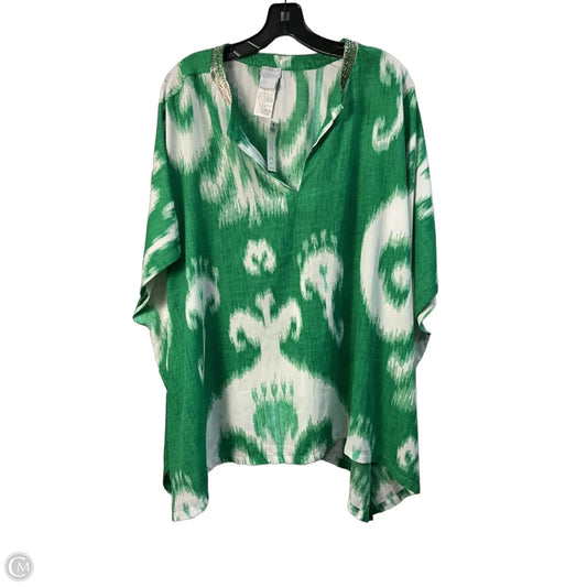 Top Short Sleeve By Chicos In Green & White, Size: L