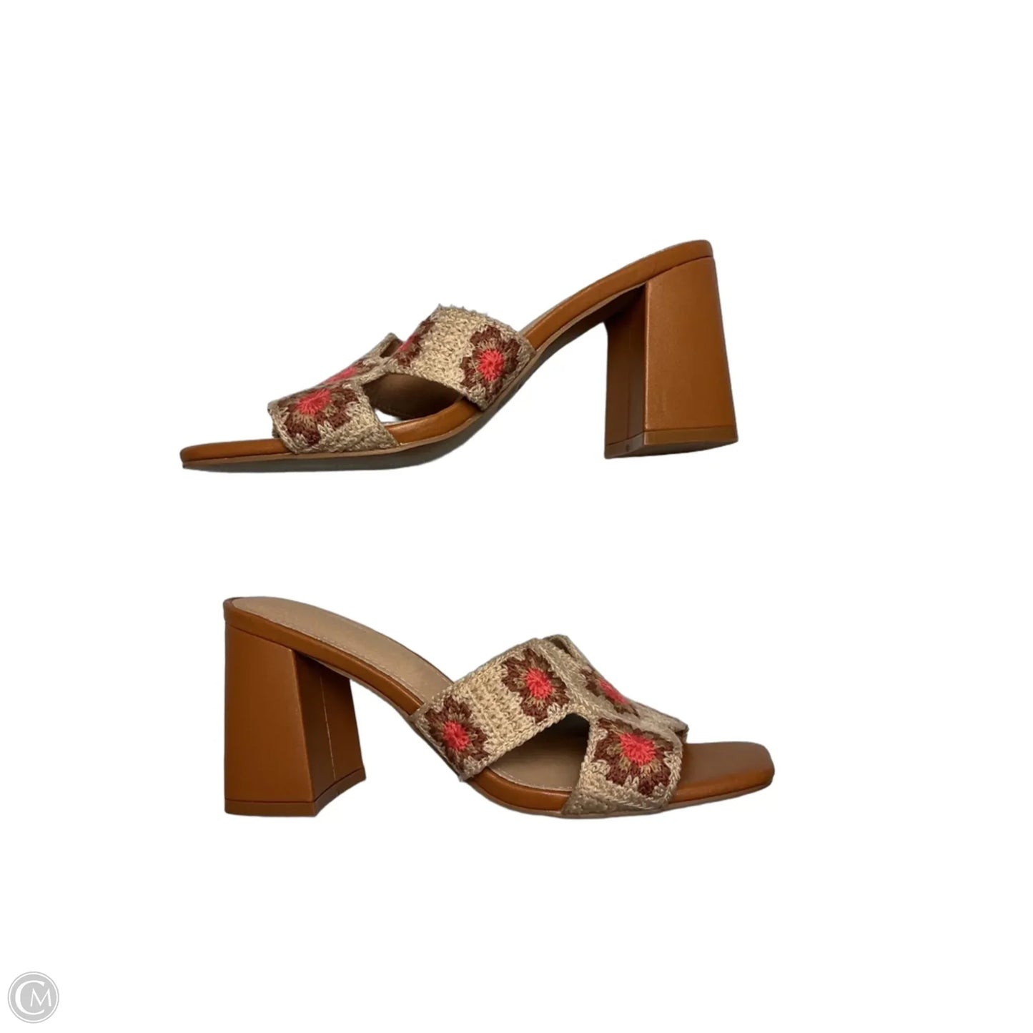 Sandals Heels Block By Clothes Mentor In Tan, Size: 8.5