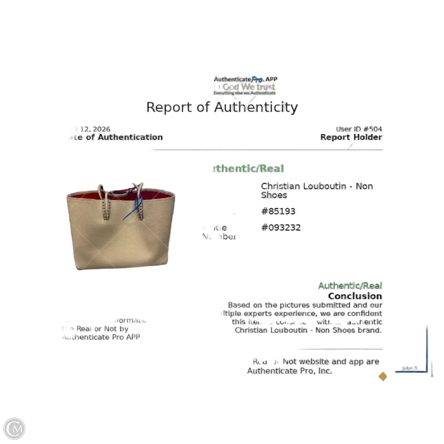 Tote Luxury Designer By Christian Louboutin, Size: Large