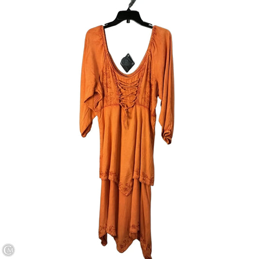 Dress Casual Midi By Earthbound In Orange, Size: L