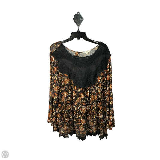 Top Long Sleeve By Indigo Thread In Black & Brown, Size: 1x
