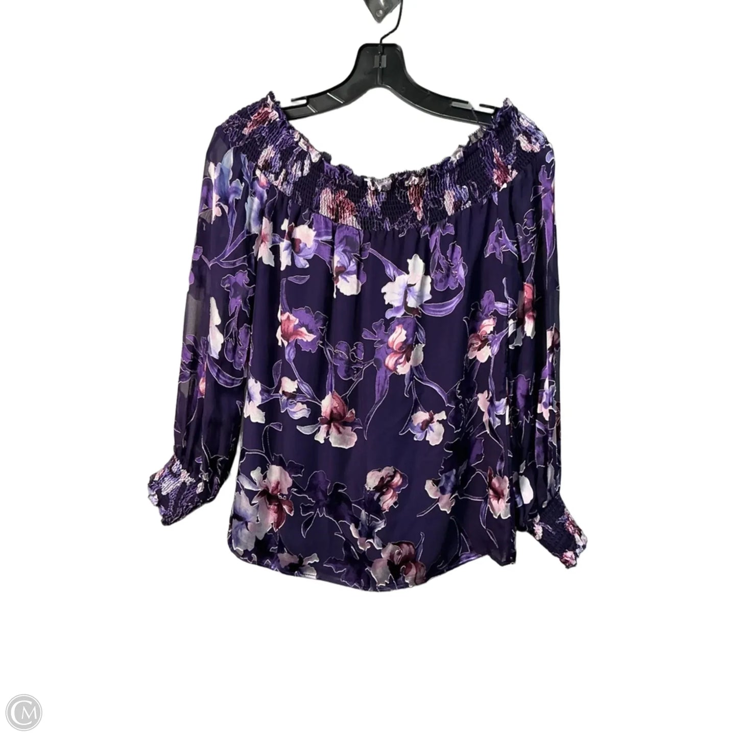 Top Long Sleeve By White House Black Market In Purple, Size: Xs