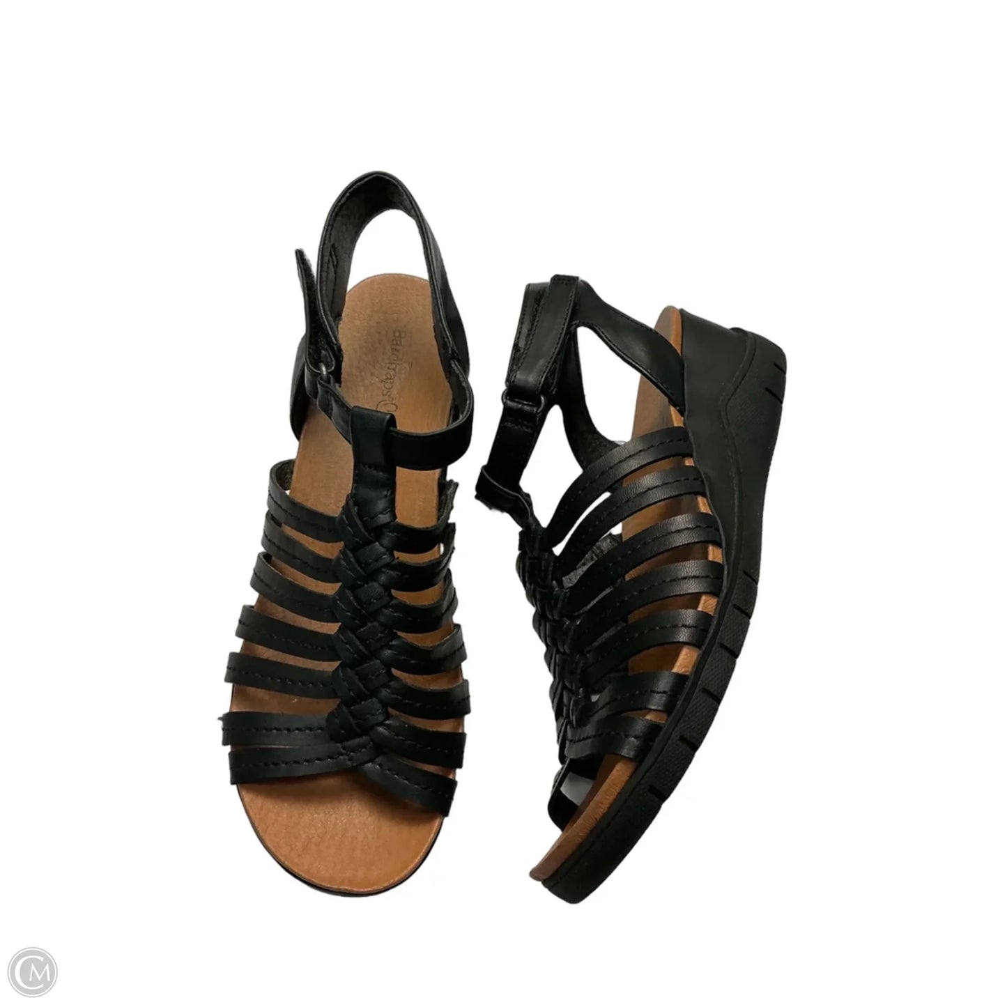 Sandals Flats By Bare Traps In Black & Tan, Size: 9