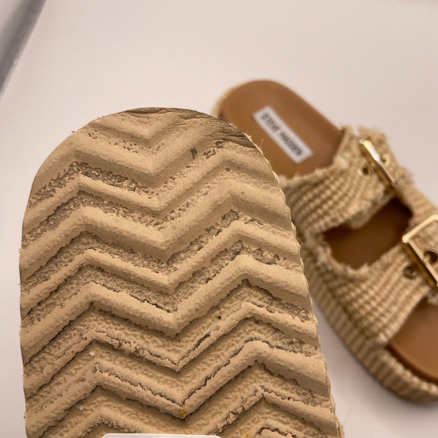 Sandals Heels Platform By Steve Madden In Cream, Size: 7.5