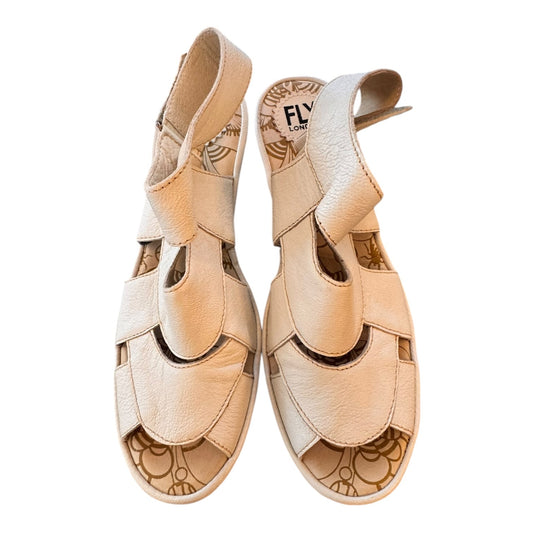 Sandals Heels Platform By Fly London In Cream, Size:8.5