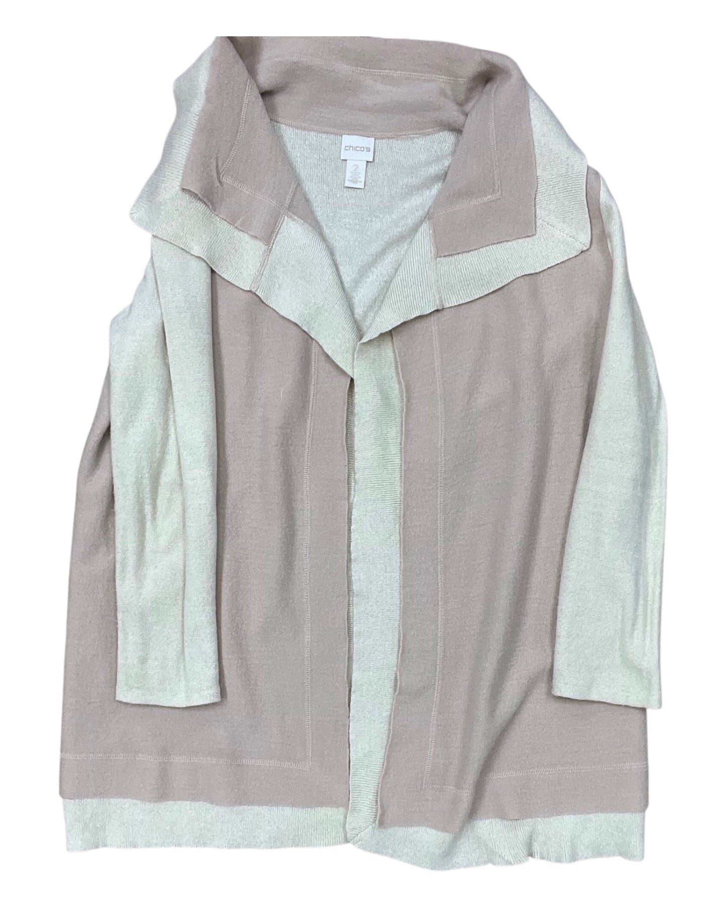 Sweater Cardigan By Chicos In Cream & Tan, Size:L