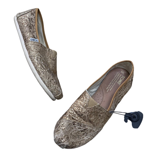 Shoes Flats By Toms In Gold, Size:8
