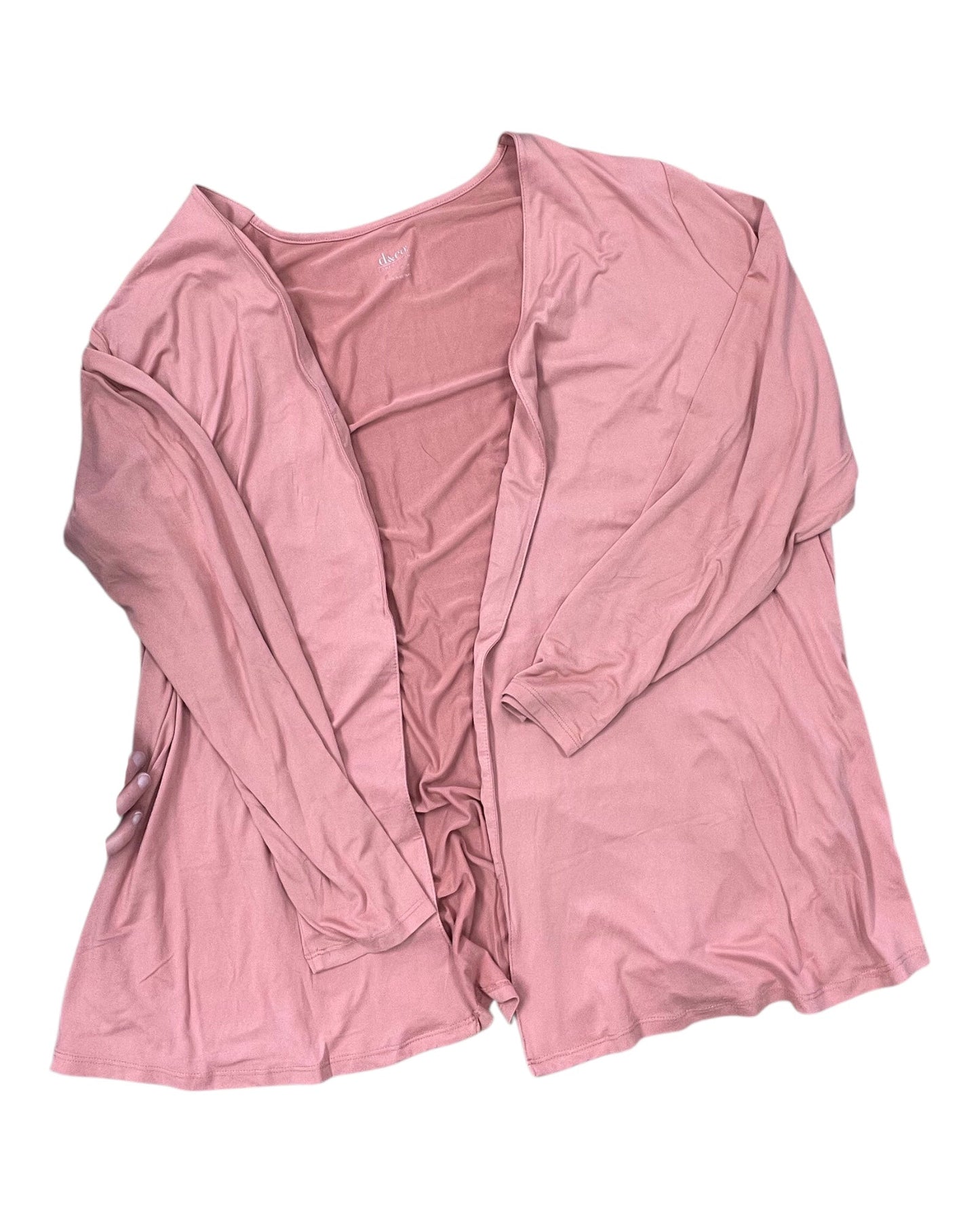 Cardigan By Denim And Company In Orange, Size:2X