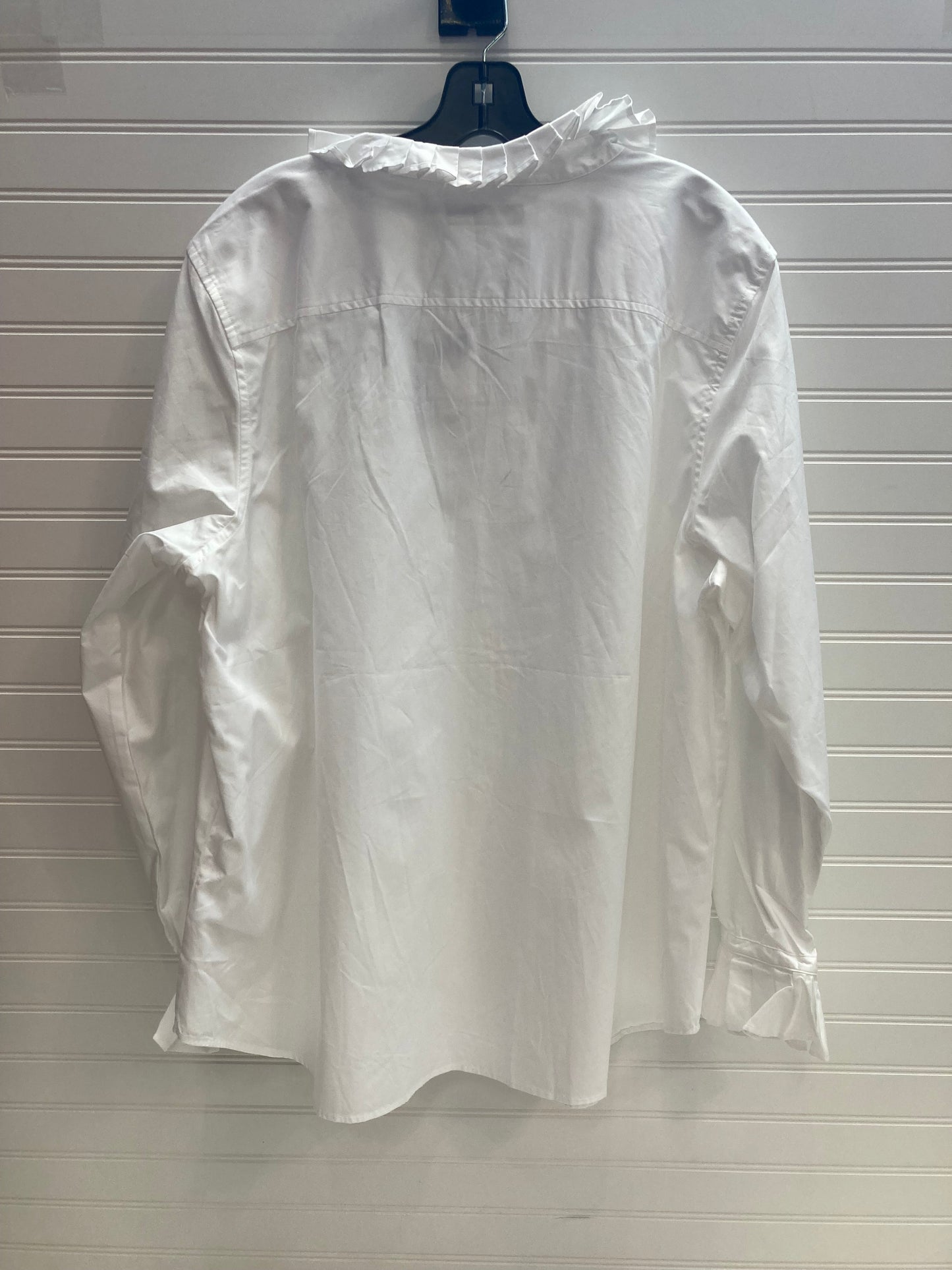 White Top Long Sleeve Designer Lauren By Ralph Lauren, Size 3x