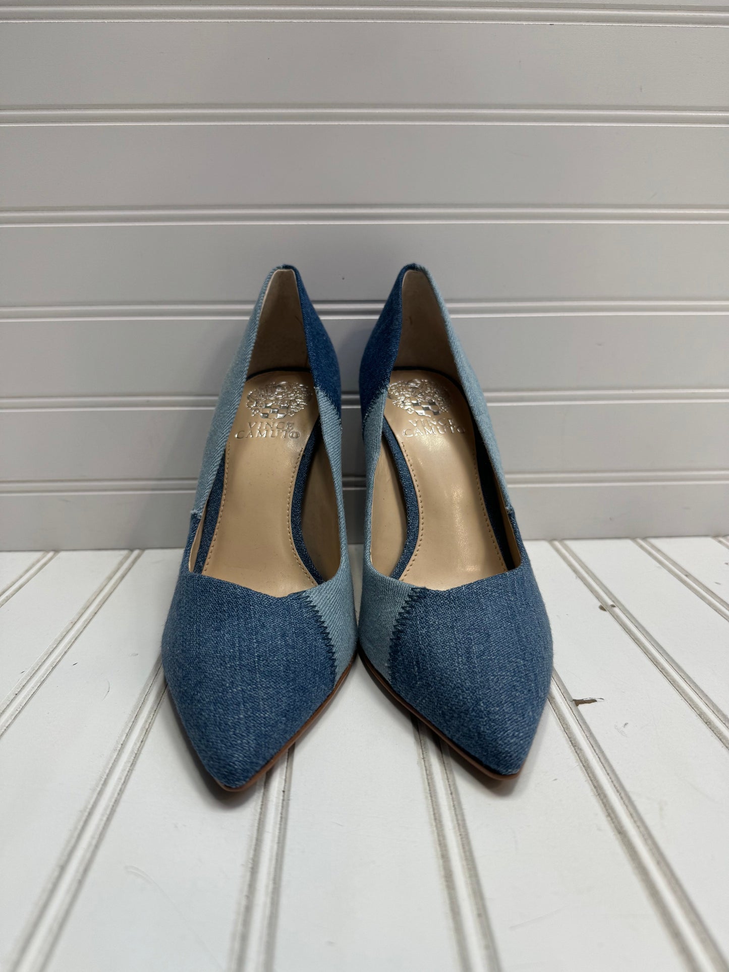 Blue Denim Shoes Heels Block Vince Camuto, Size 7