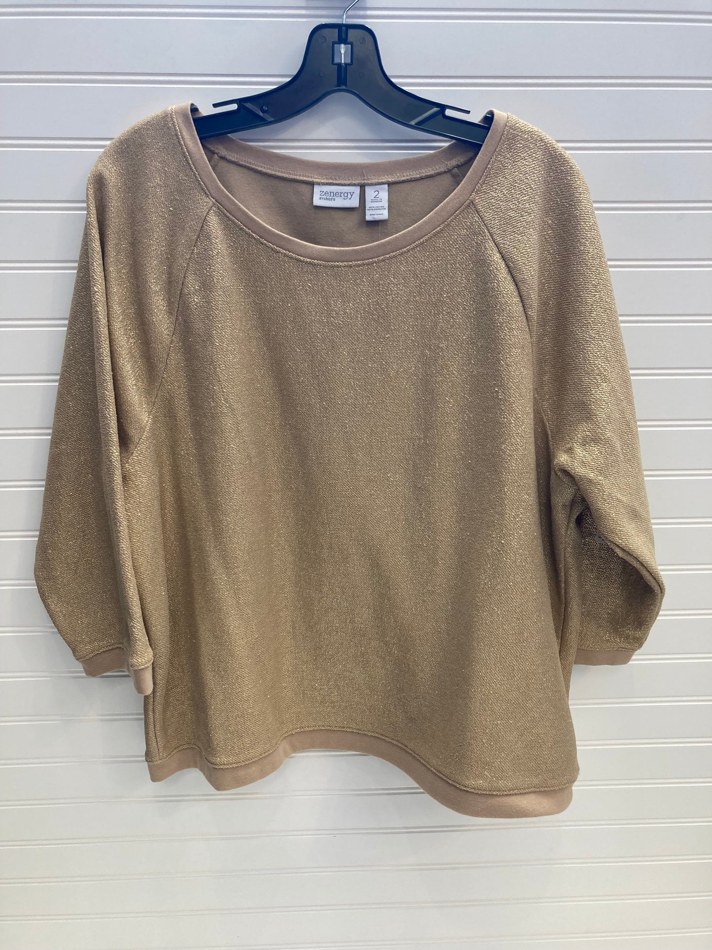 Gold Tunic 3/4 Sleeve Zenergy By Chicos, Size L