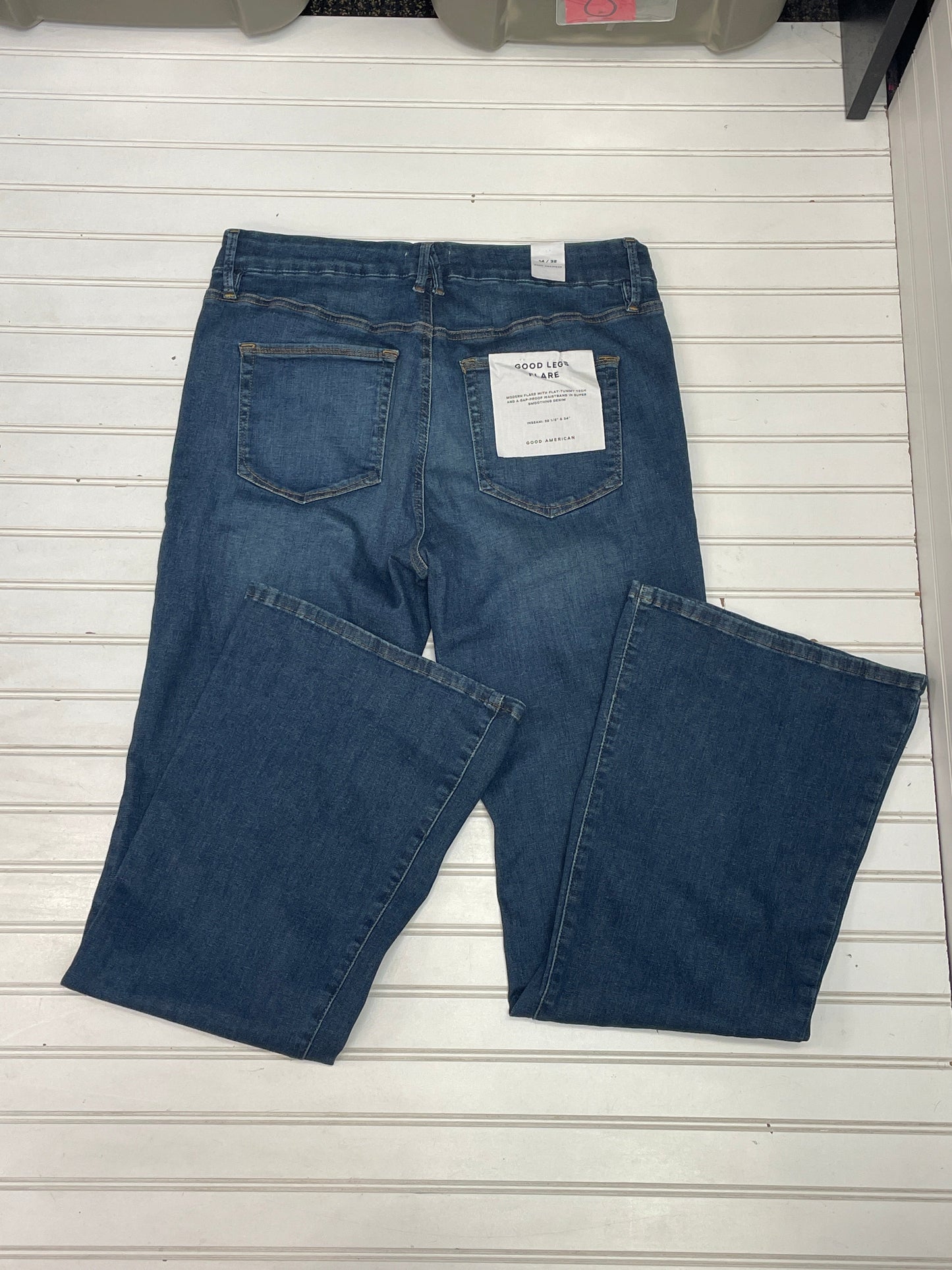 Blue Denim Jeans Flared Good American, Size 14