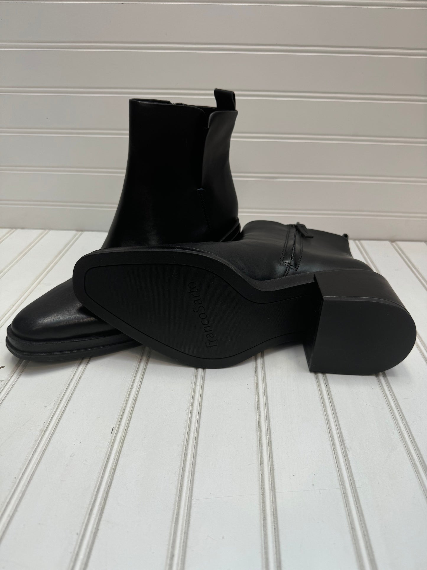 Black Boots Ankle Heels Franco Sarto, Size 9