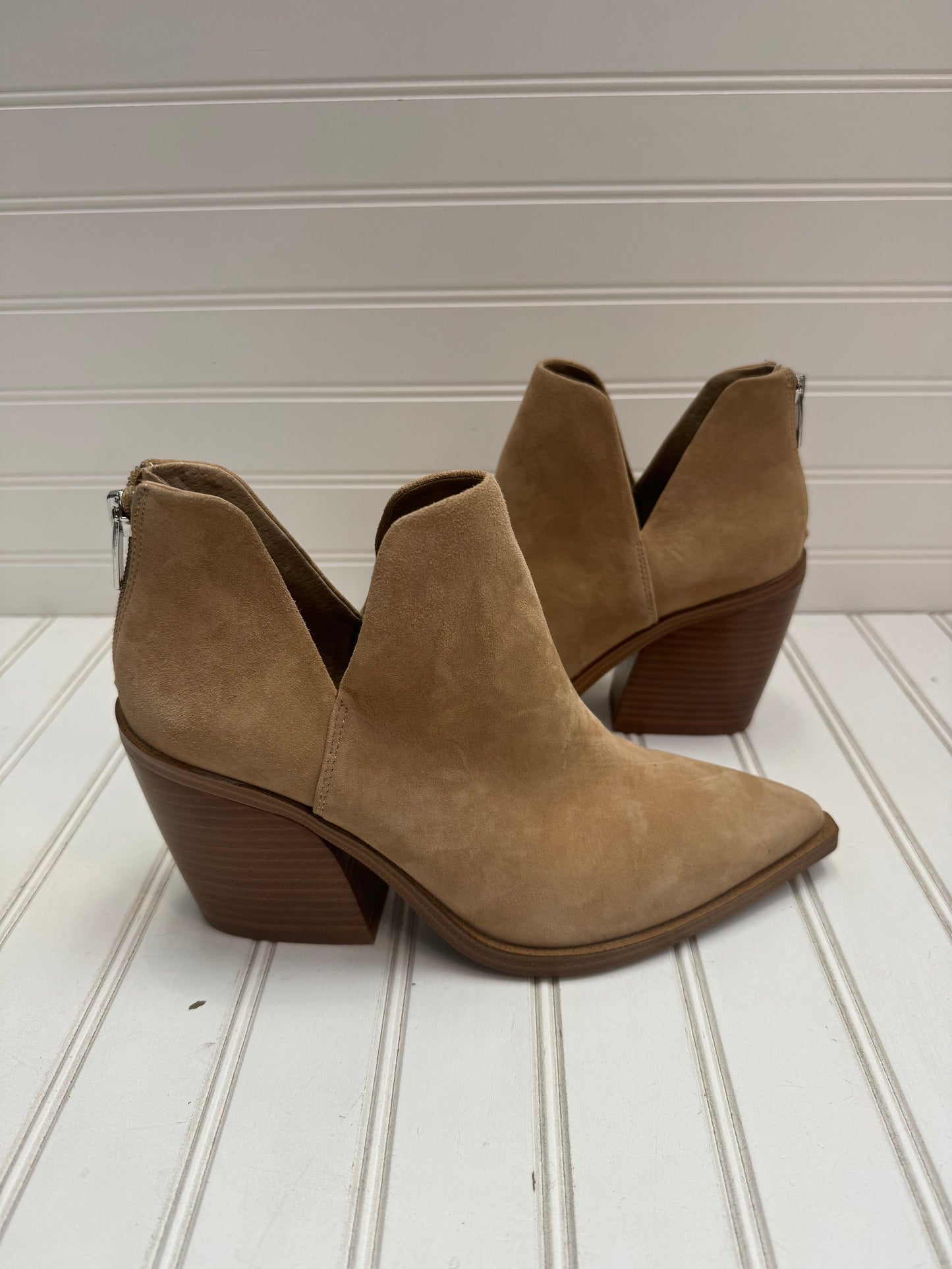 Tan Boots Ankle Heels Vince Camuto, Size 8.5