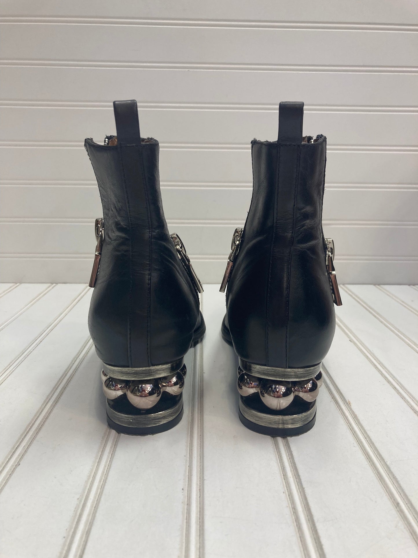 Black & Silver Boots Ankle Heels Jeffery Campbell, Size 9.5