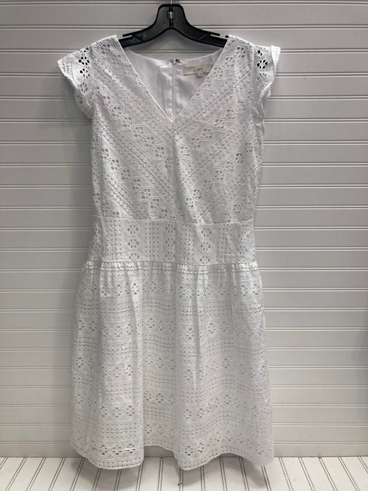 White Dress Casual Midi Loft, Size 6