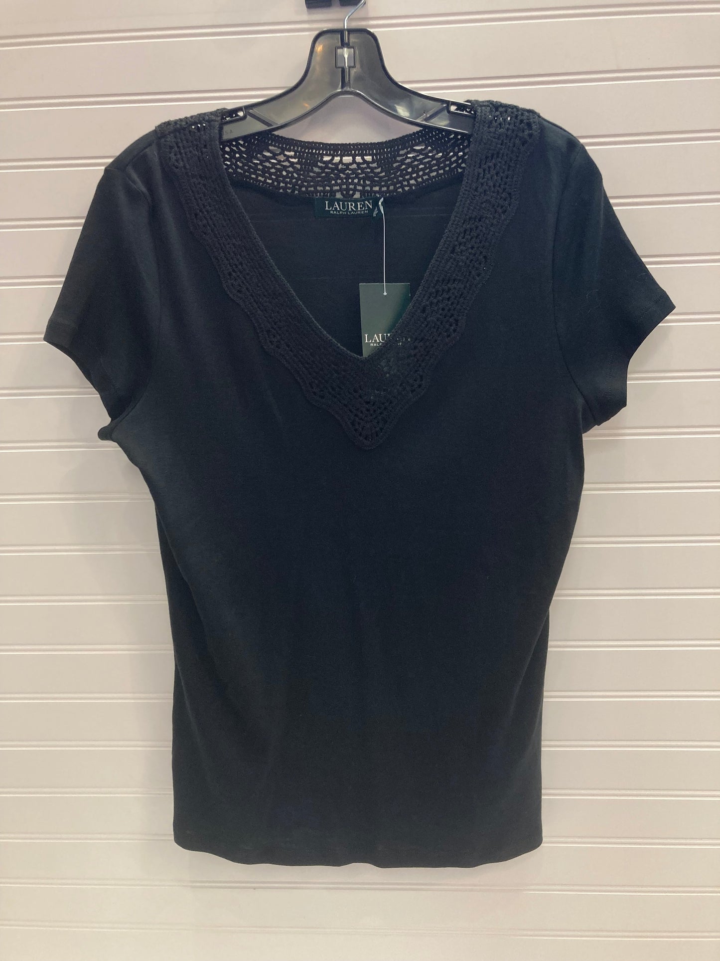 Black Top Short Sleeve Lauren By Ralph Lauren, Size Xl