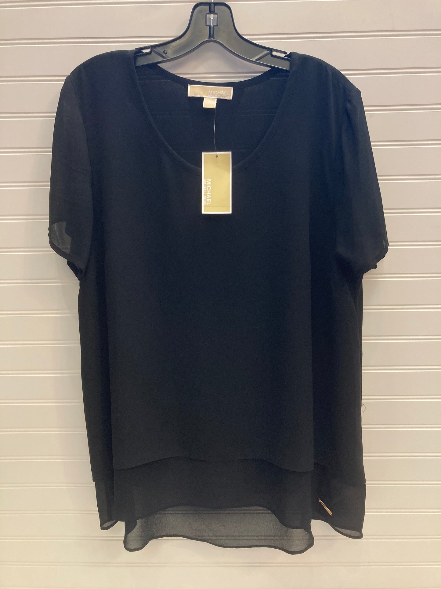 Black Top Short Sleeve Michael By Michael Kors, Size Xl